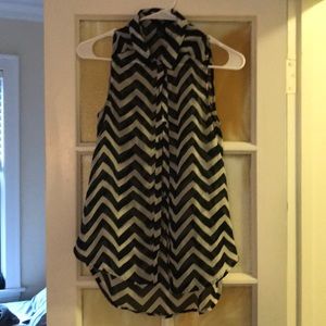 Black and white button up blouse